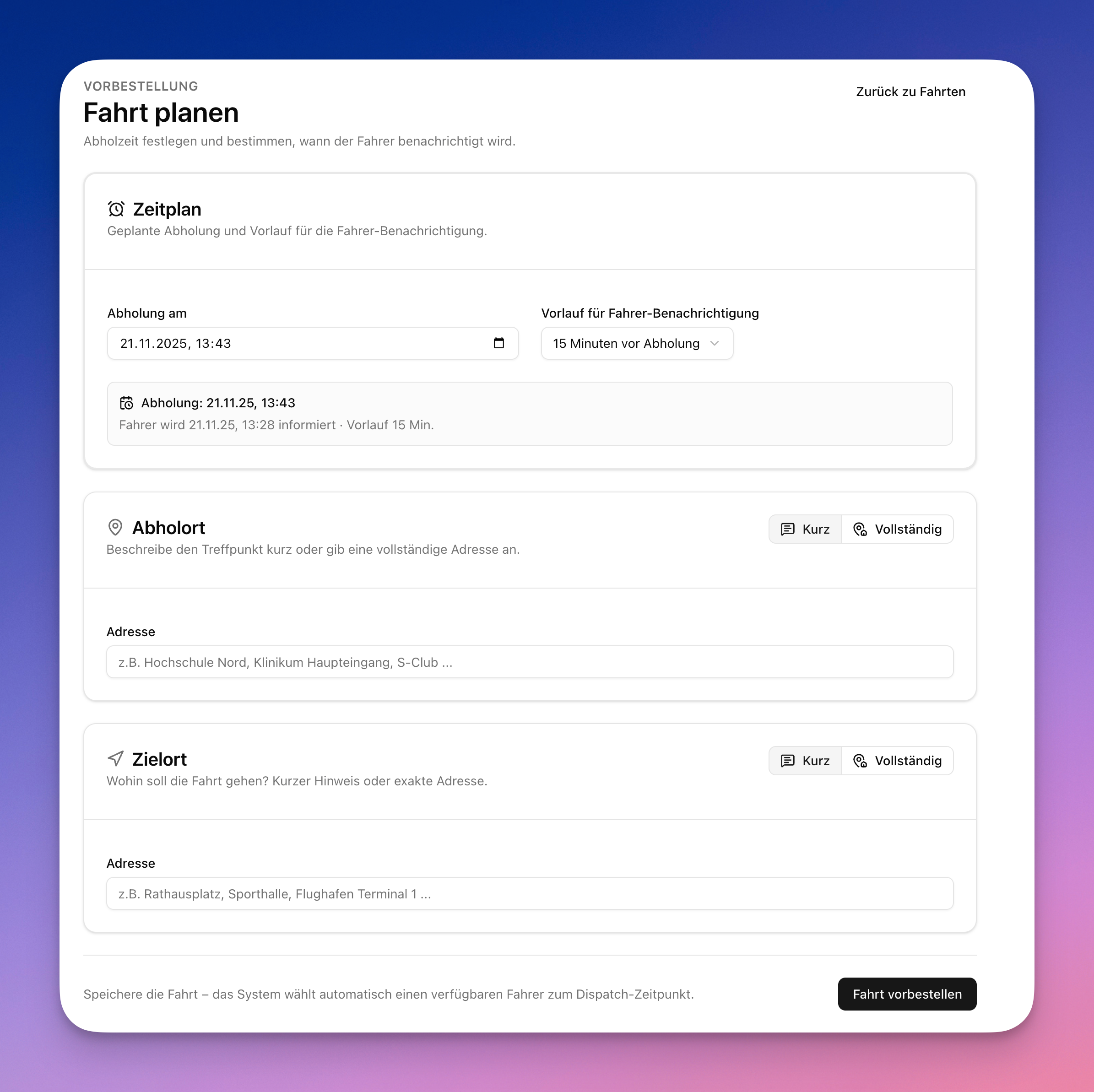Vorbestellungen verwalten Screenshot
